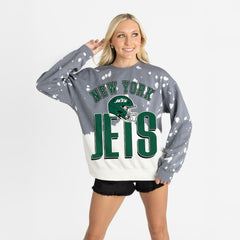 New York Jets Gameday Couture Women's Arch Rivals Faded Wash Sweatshirt - Gray online