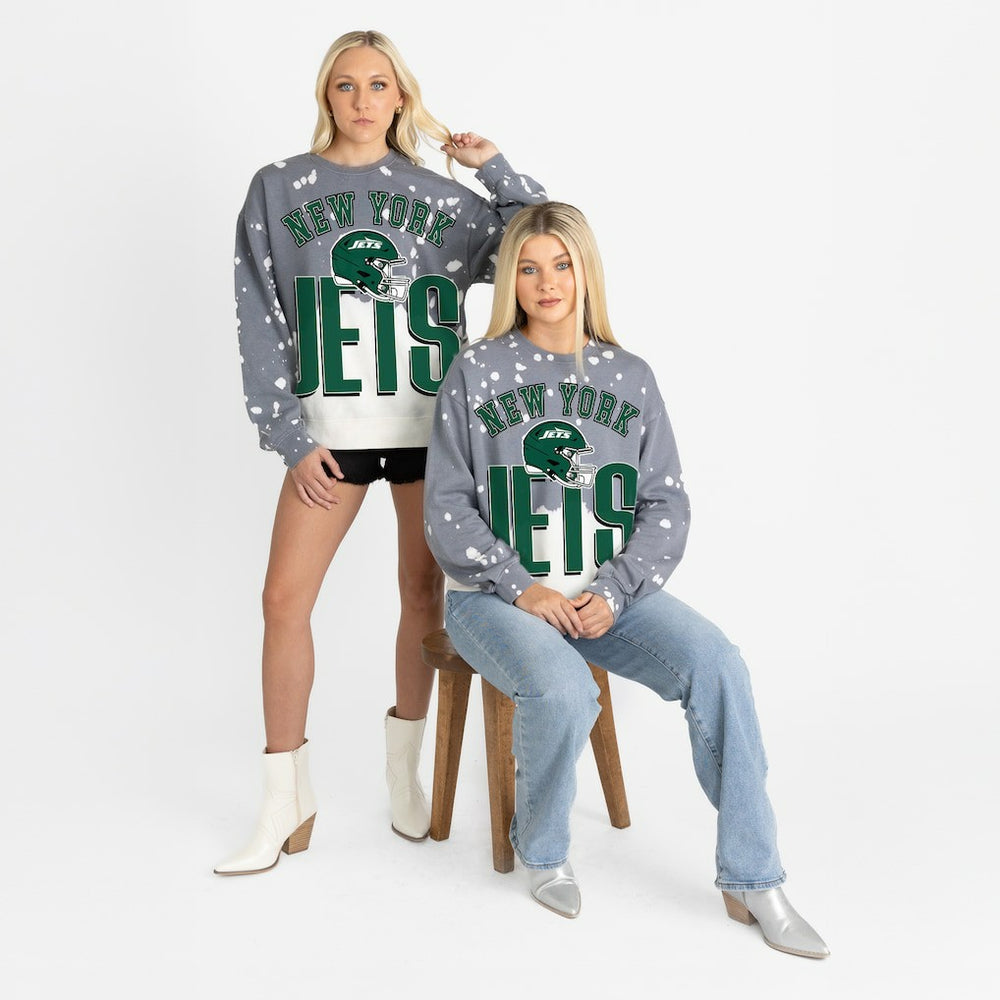 New York Jets Gameday Couture Women's Arch Rivals Faded Wash Sweatshirt - Gray online