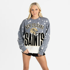 New Orleans Saints Gameday Couture Women's Arch Rivals Faded Wash Sweatshirt - Gray discount