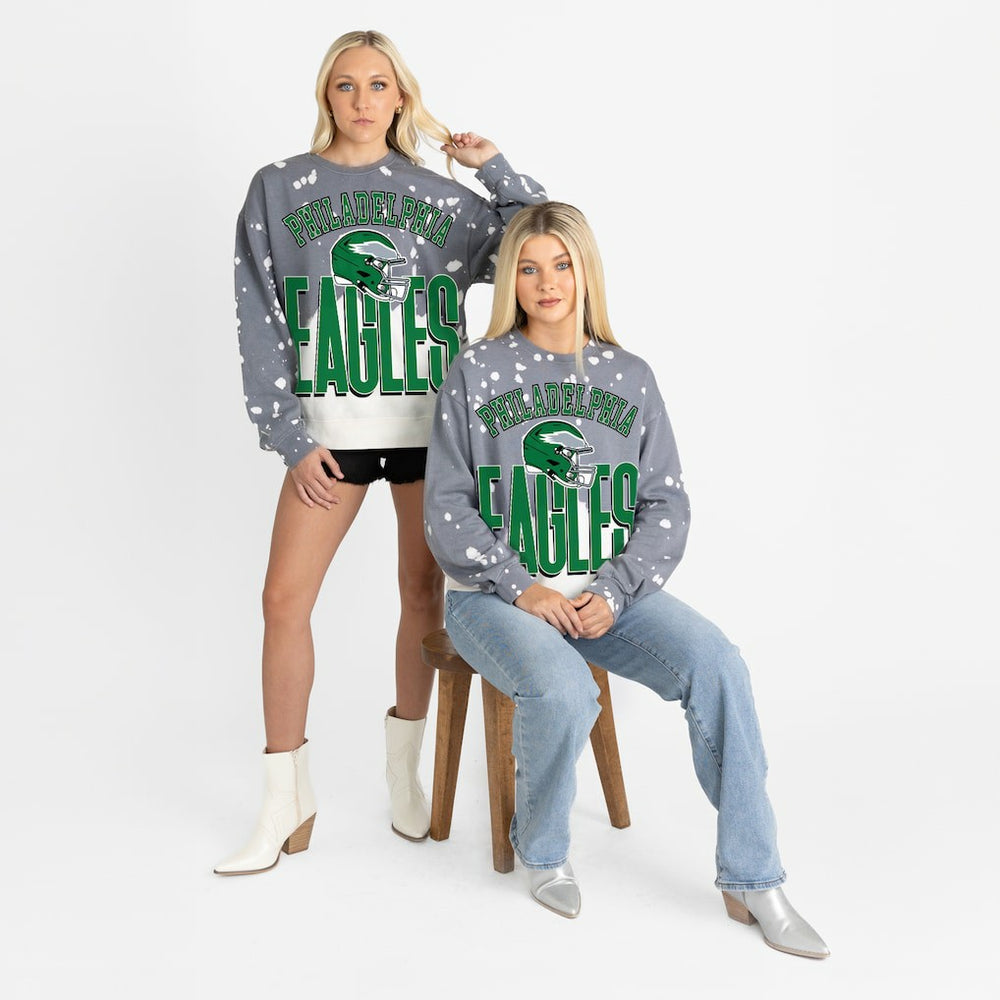 Philadelphia Eagles Gameday Couture Women's Arch Rivals Faded Wash Sweatshirt - Gray sale