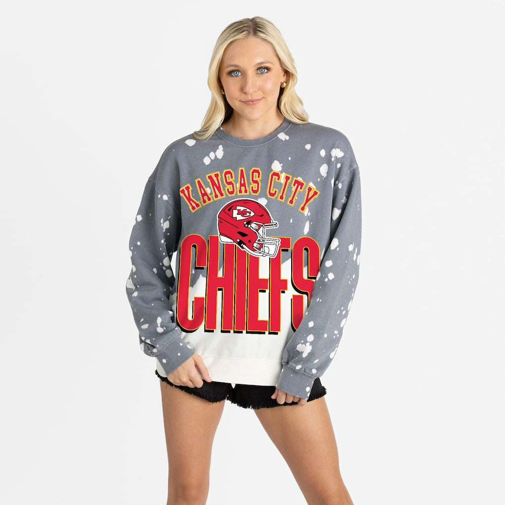 Kansas City Chiefs Gameday Couture Women's Arch Rivals Faded Wash Sweatshirt - Gray on sale