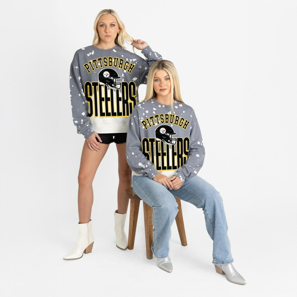 Pittsburgh Steelers Gameday Couture Women's Arch Rivals Faded Wash Sweatshirt - Gray online