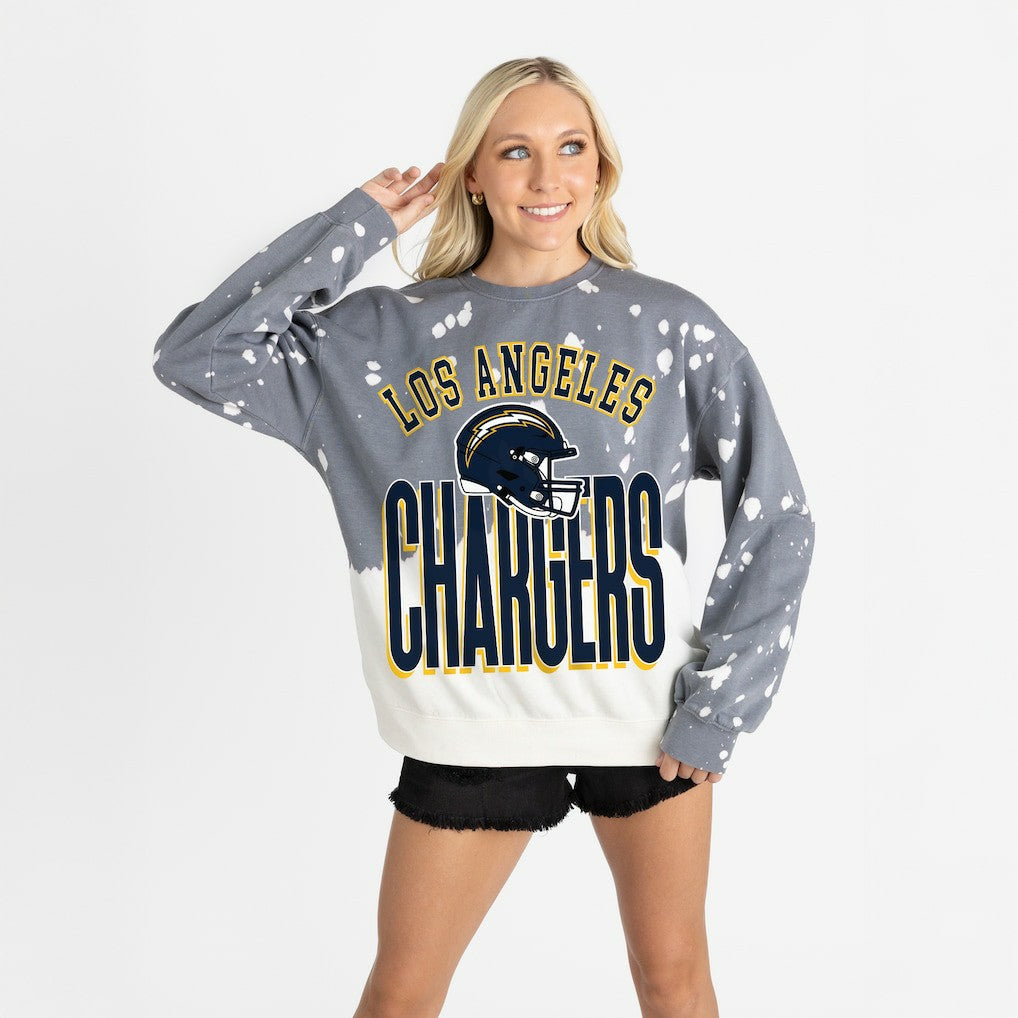 Los Angeles Chargers Gameday Couture Women's Arch Rivals Faded Wash Sweatshirt - Gray outlet