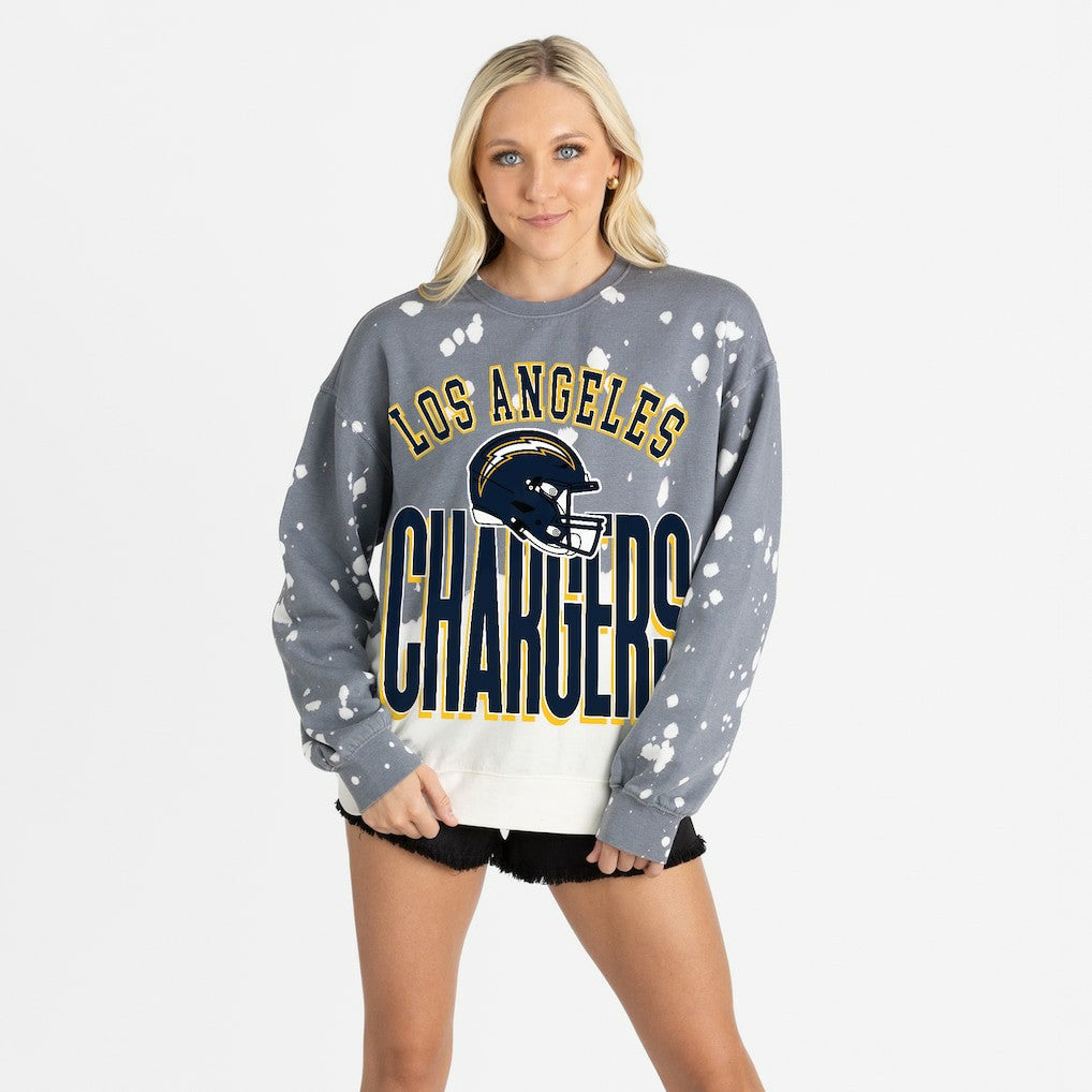 Los Angeles Chargers Gameday Couture Women's Arch Rivals Faded Wash Sweatshirt - Gray outlet