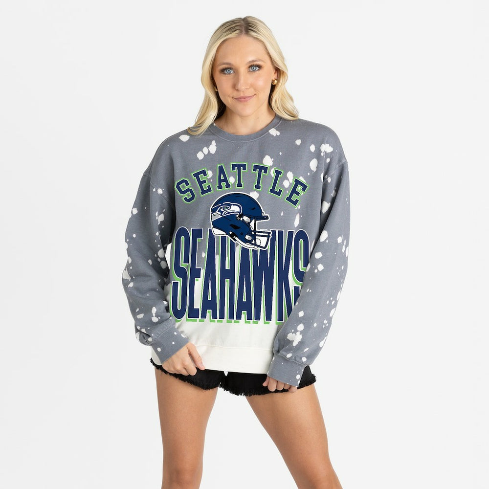 Seattle Seahawks Gameday Couture Women's Arch Rivals Faded Wash Sweatshirt - Gray sale
