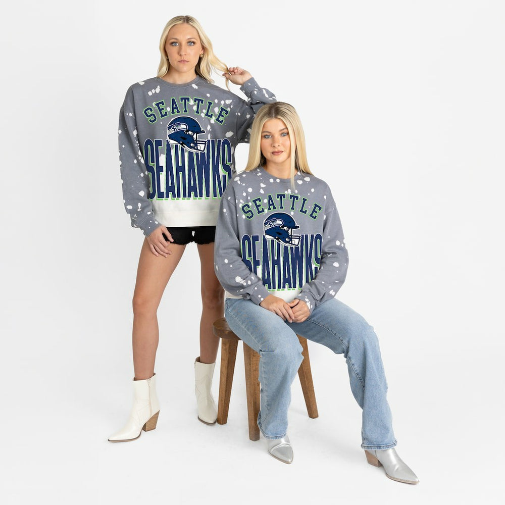 Seattle Seahawks Gameday Couture Women's Arch Rivals Faded Wash Sweatshirt - Gray sale