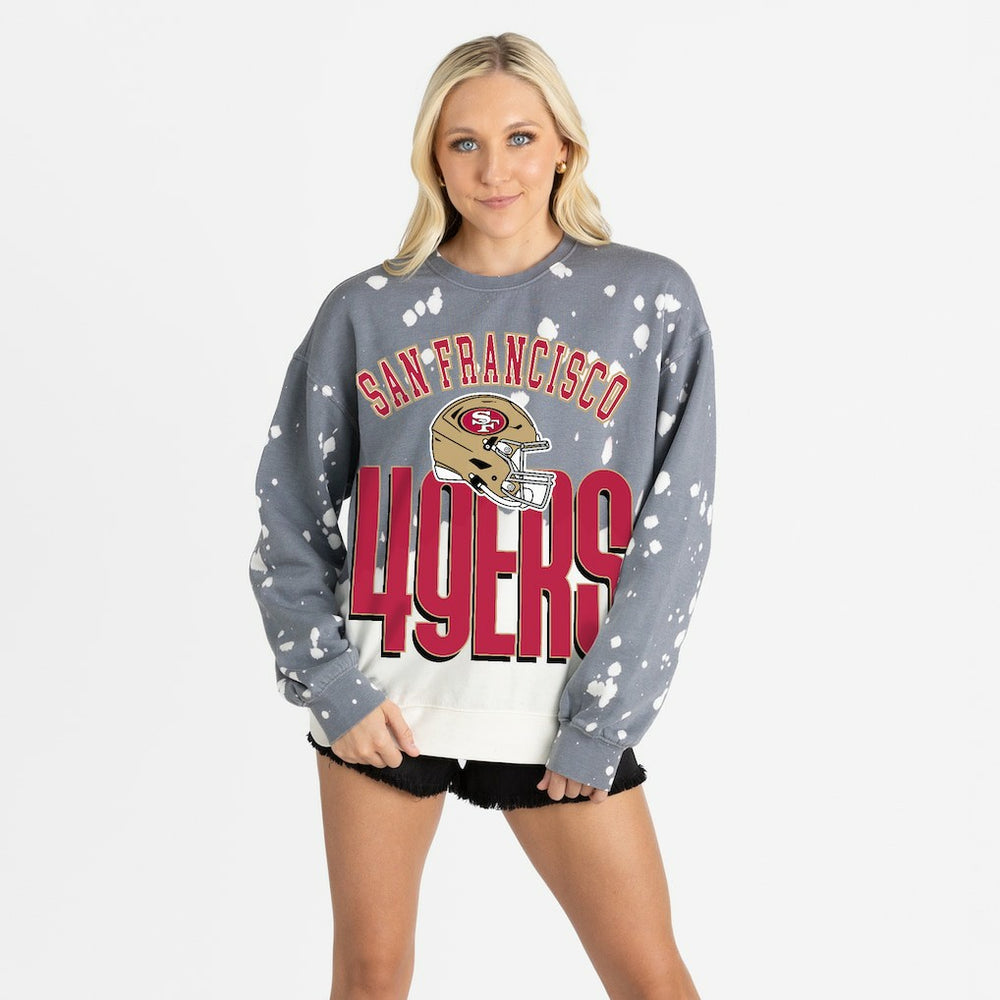 San Francisco 49ers Gameday Couture Women's Arch Rivals Faded Wash Sweatshirt - Gray cheap