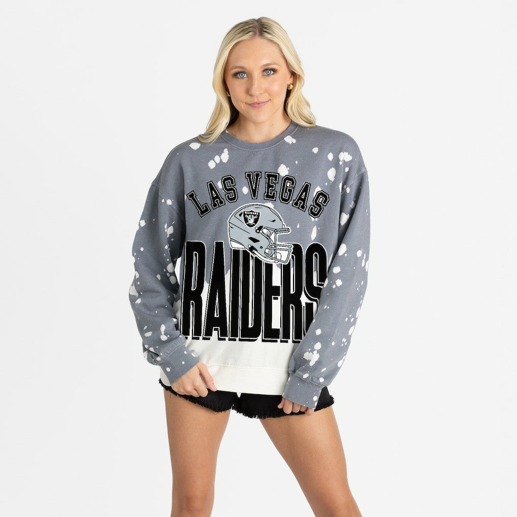 Las Vegas Raiders Gameday Couture Women's Arch Rivals Faded Wash Sweatshirt - Gray outlet