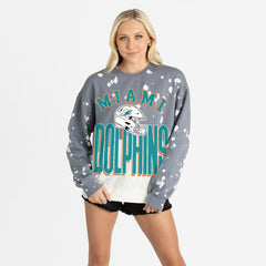 Miami Dolphins Gameday Couture Women's Arch Rivals Faded Wash Sweatshirt - Gray cheap