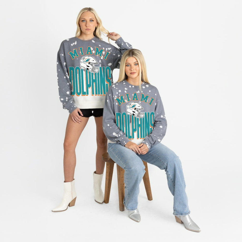 Miami Dolphins Gameday Couture Women's Arch Rivals Faded Wash Sweatshirt - Gray cheap