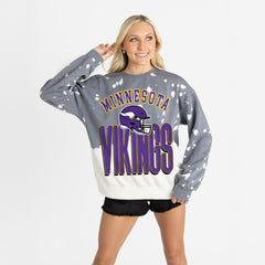 Minnesota Vikings Gameday Couture Women's Arch Rivals Faded Wash Sweatshirt - Gray for sale