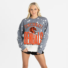 Cincinnati Bengals Gameday Couture Women's Arch Rivals Faded Wash Sweatshirt - Gray sale