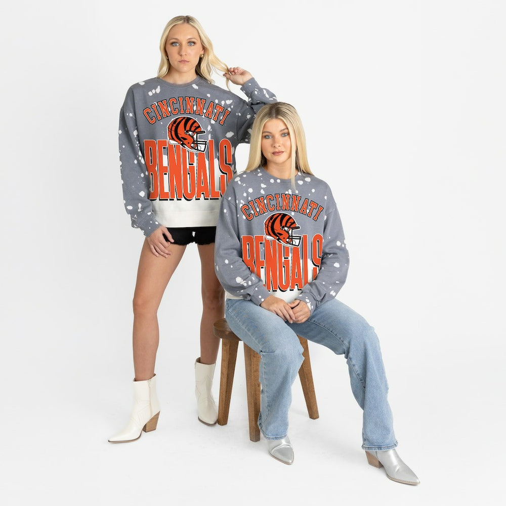 Cincinnati Bengals Gameday Couture Women's Arch Rivals Faded Wash Sweatshirt - Gray sale