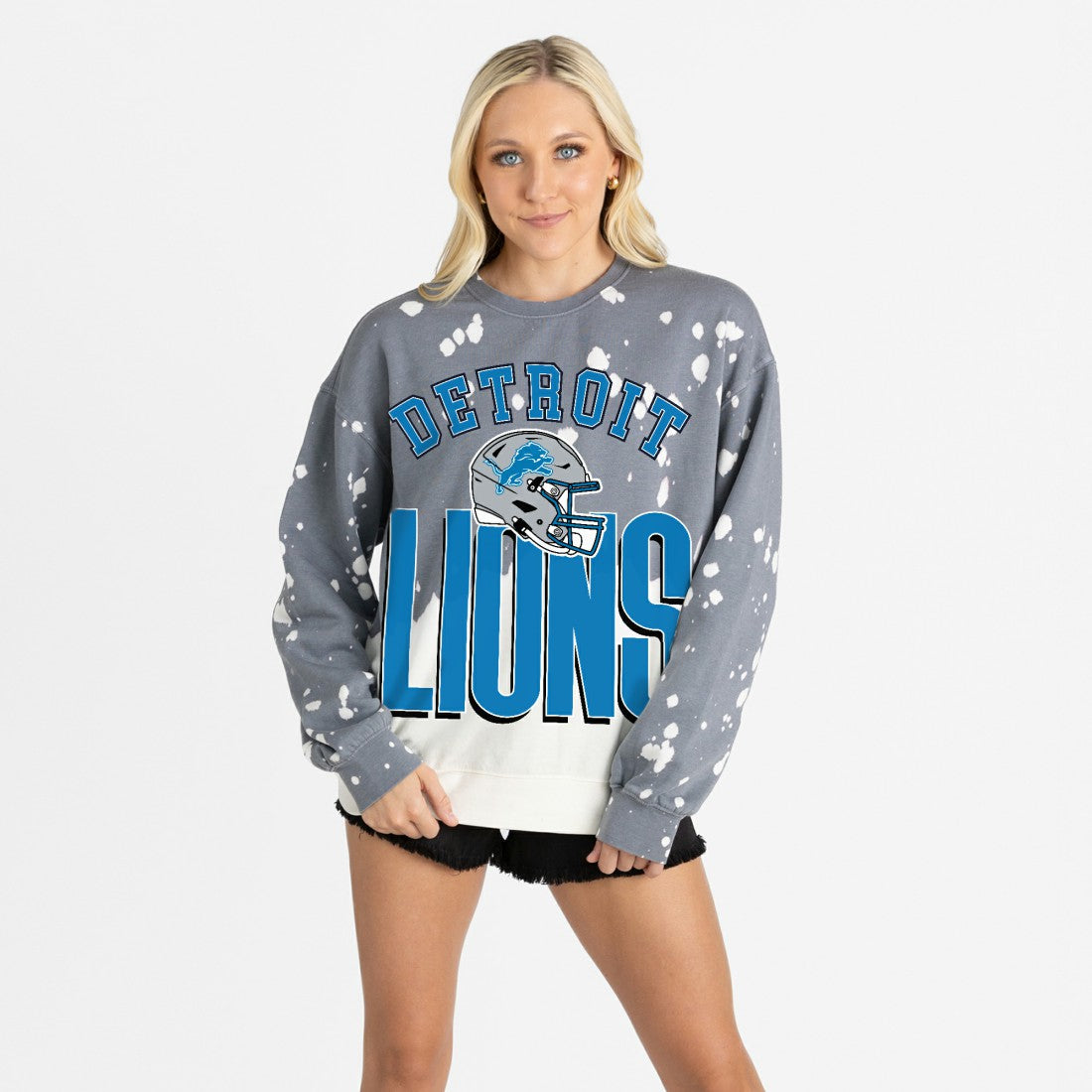 Detroit Lions Gameday Couture Women's Arch Rivals Faded Wash Sweatshirt - Gray discount