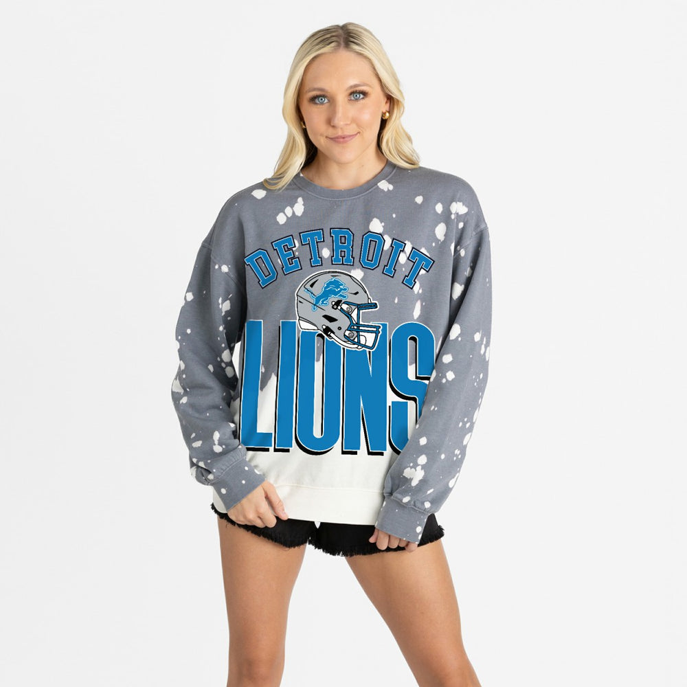 Detroit Lions Gameday Couture Women's Arch Rivals Faded Wash Sweatshirt - Gray discount