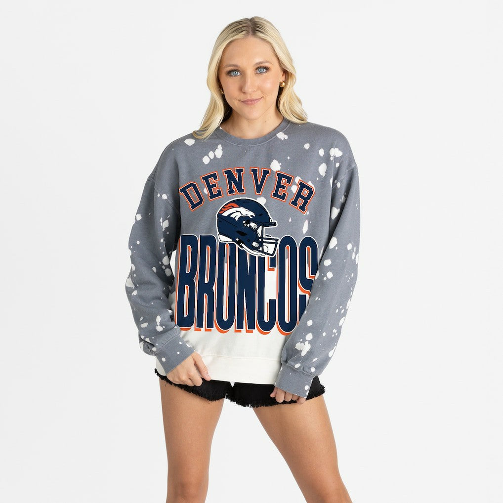 Denver Broncos Gameday Couture Women's Arch Rivals Faded Wash Sweatshirt - Gray discount
