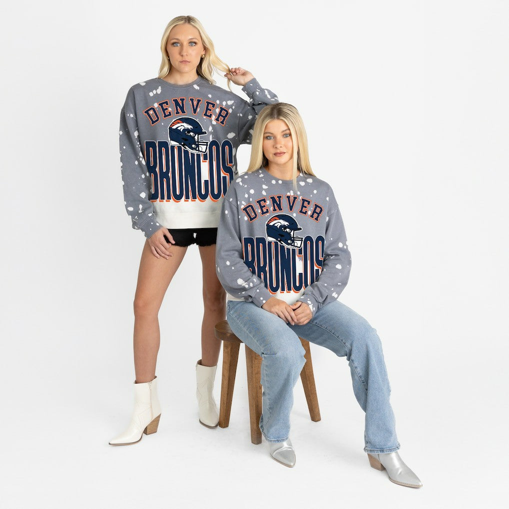 Denver Broncos Gameday Couture Women's Arch Rivals Faded Wash Sweatshirt - Gray discount