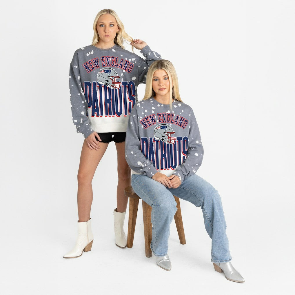 New England Patriots Gameday Couture Women's Arch Rivals Faded Wash Sweatshirt - Gray discount