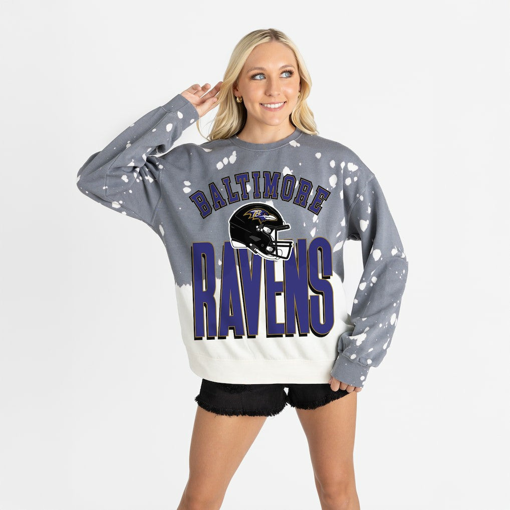 Baltimore Ravens Gameday Couture Women's Arch Rivals Faded Wash Sweatshirt - Gray online