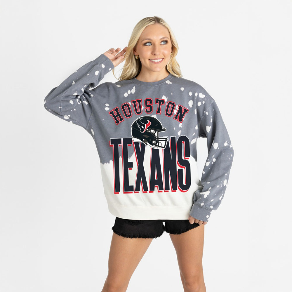 Houston Texans Gameday Couture Women's Arch Rivals Faded Wash Sweatshirt - Gray discount