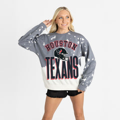 Houston Texans Gameday Couture Women's Arch Rivals Faded Wash Sweatshirt - Gray discount