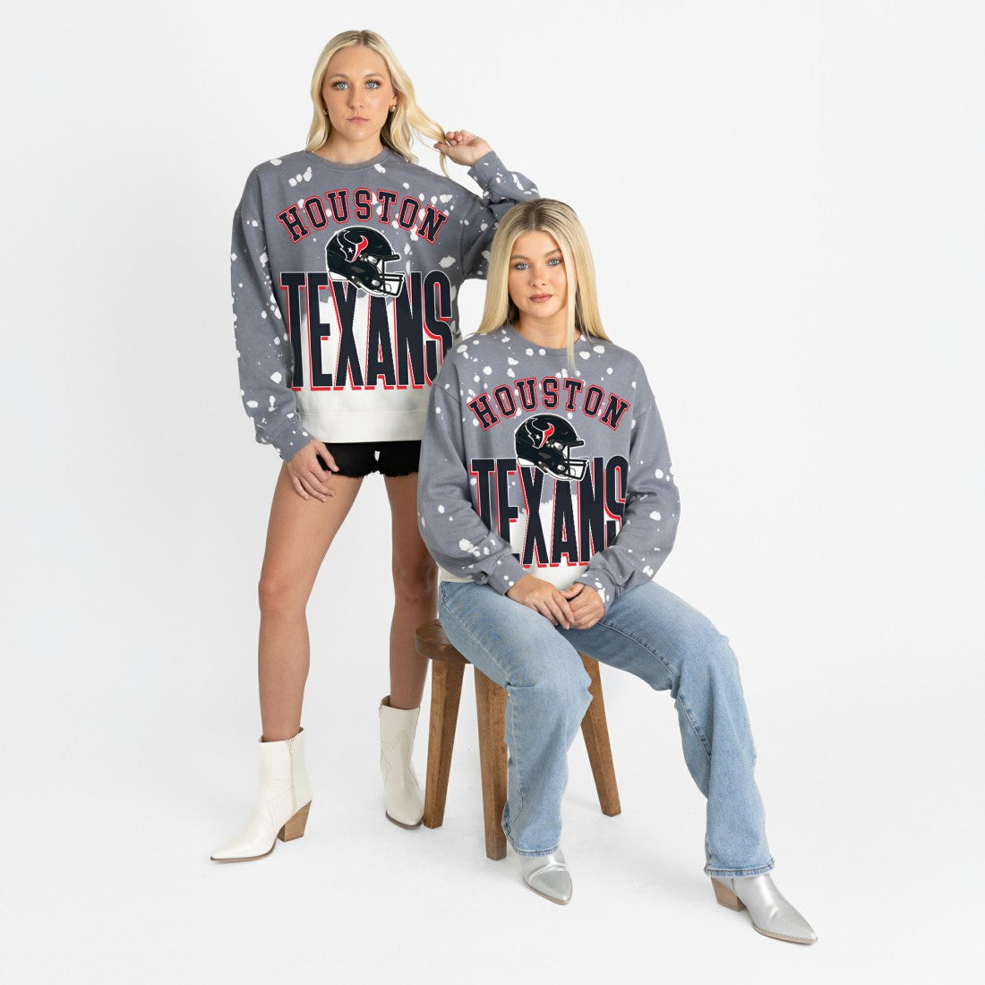 Houston Texans Gameday Couture Women's Arch Rivals Faded Wash Sweatshirt - Gray discount
