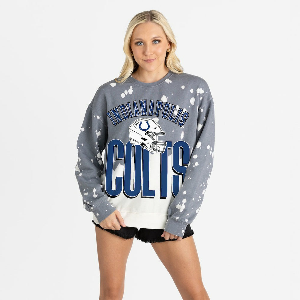 Indianapolis Colts Gameday Couture Women's Arch Rivals Faded Wash Sweatshirt - Gray outlet