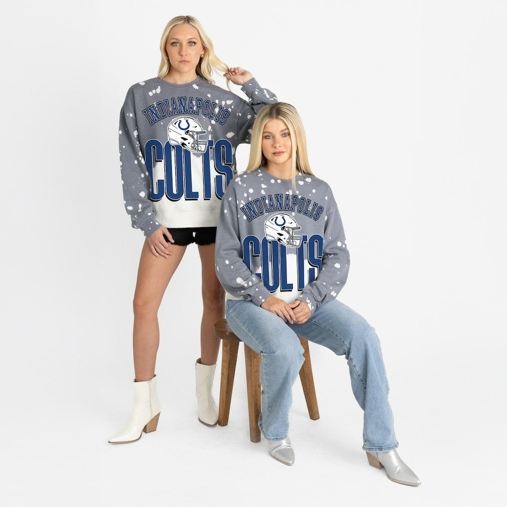 Indianapolis Colts Gameday Couture Women's Arch Rivals Faded Wash Sweatshirt - Gray outlet