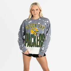 Green Bay Packers Gameday Couture Women's Arch Rivals Faded Wash Sweatshirt - Gray cheap