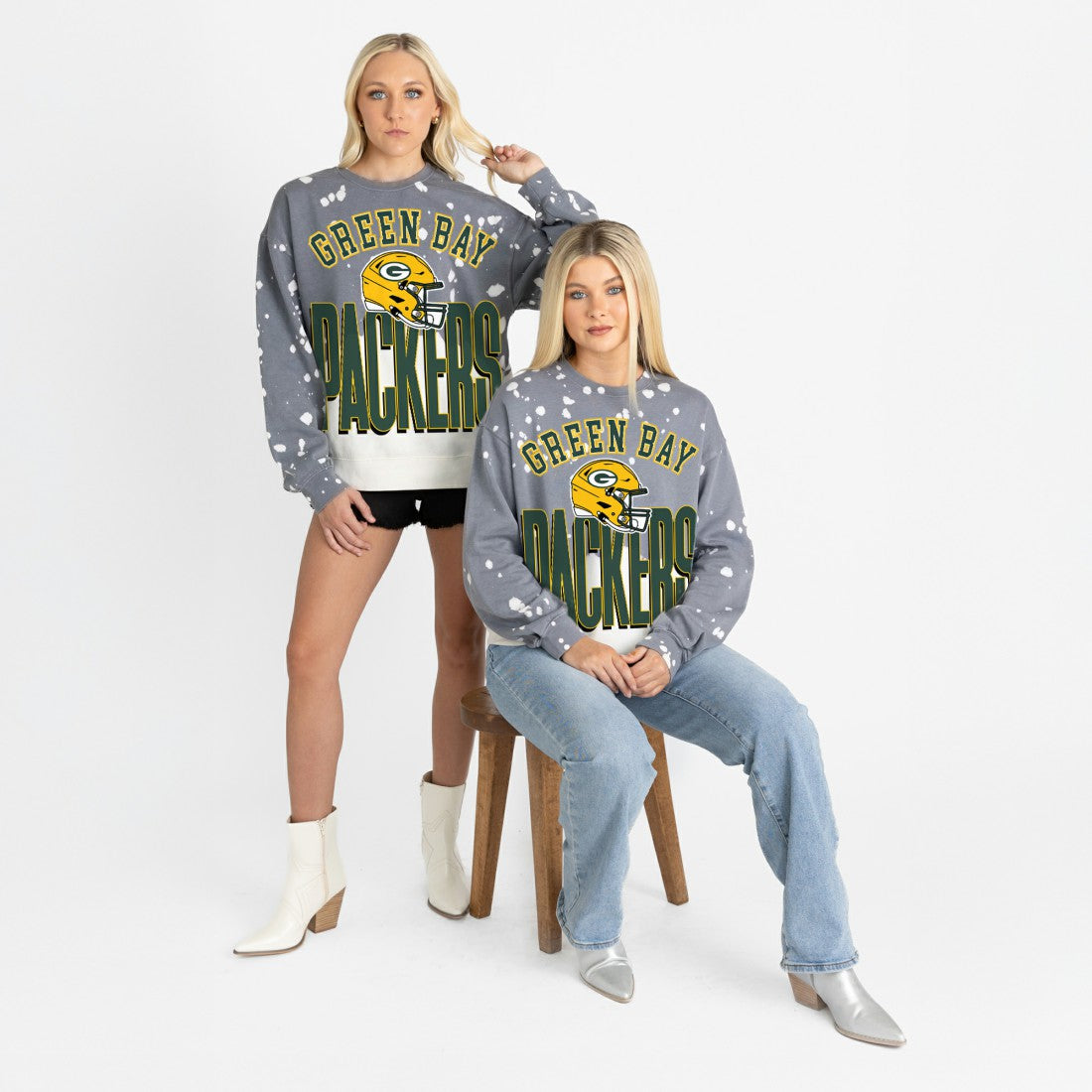 Green Bay Packers Gameday Couture Women's Arch Rivals Faded Wash Sweatshirt - Gray cheap