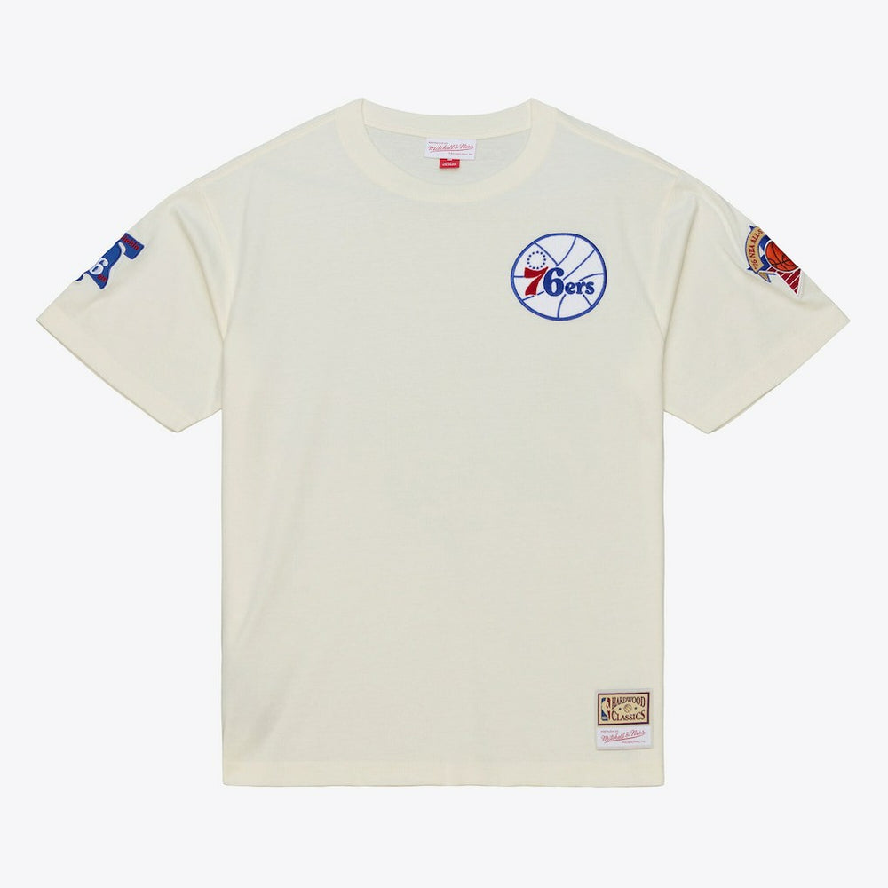 Philadelphia 76ers Hardwood Classics Chainstitch Premium T-Shirt - Cream discount
