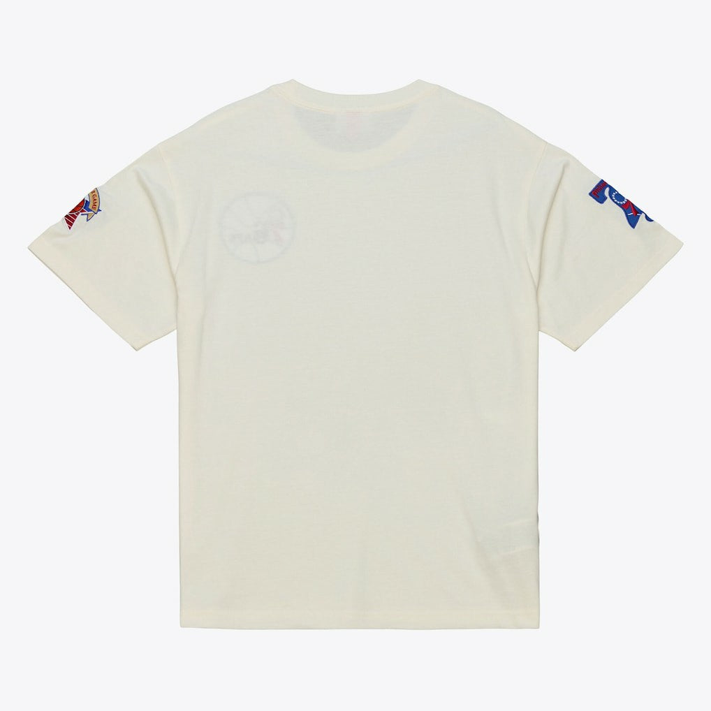 Philadelphia 76ers Hardwood Classics Chainstitch Premium T-Shirt - Cream discount