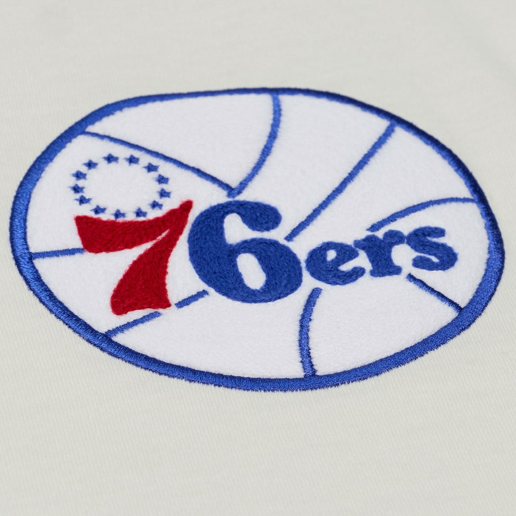 Philadelphia 76ers Hardwood Classics Chainstitch Premium T-Shirt - Cream discount