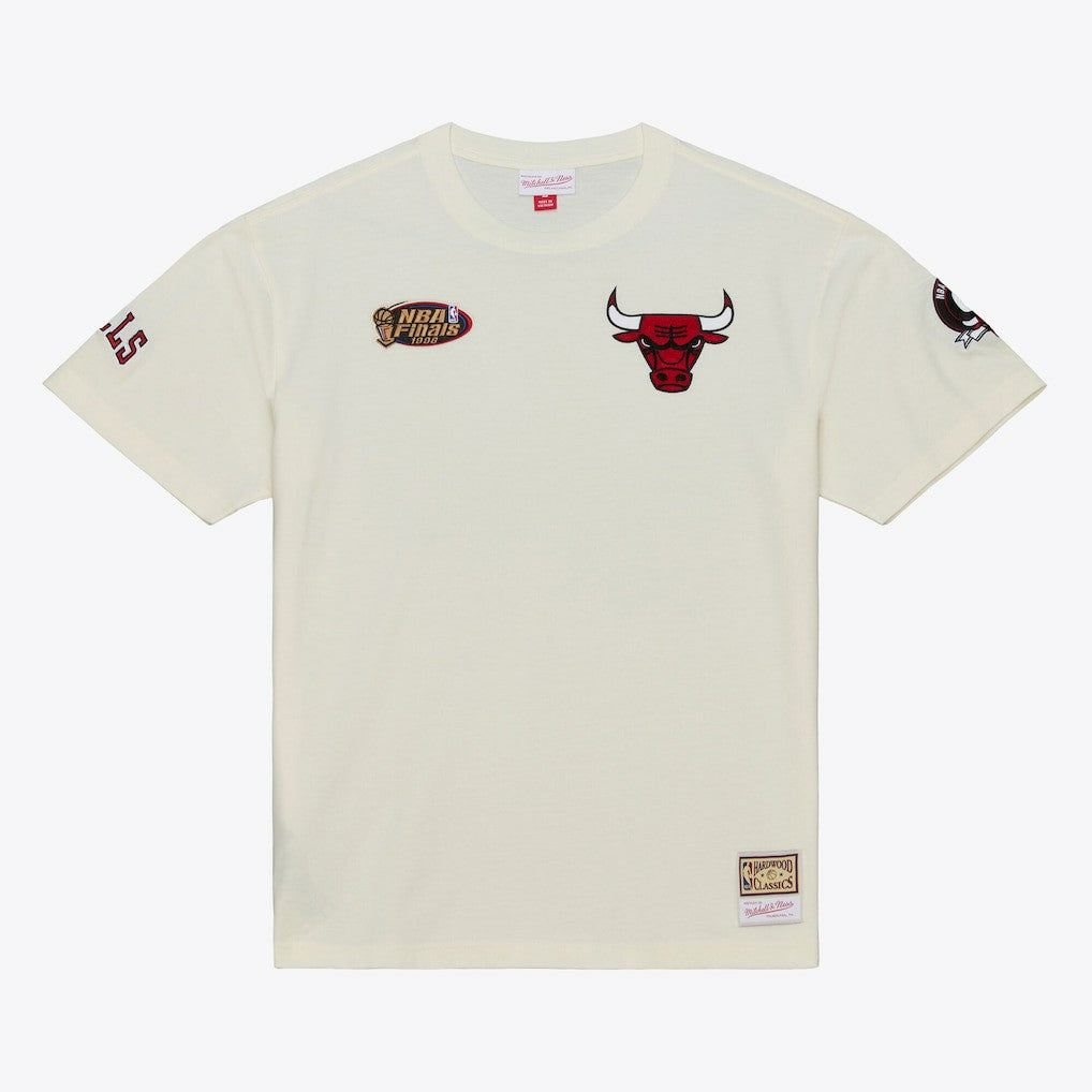 Chicago Bulls Hardwood Classics Chainstitch Premium T-Shirt sale - Cream online
