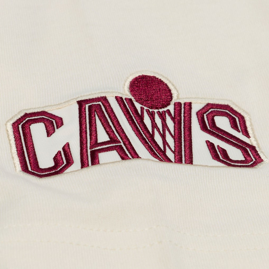 Cleveland Cavaliers Hardwood Classics Chainstitch Premium T-Shirt sale - Cream discount