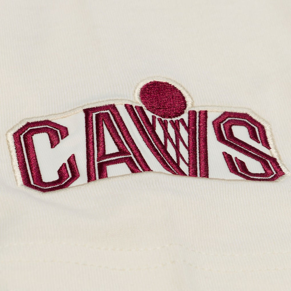 Cleveland Cavaliers Hardwood Classics Chainstitch Premium T-Shirt sale - Cream discount
