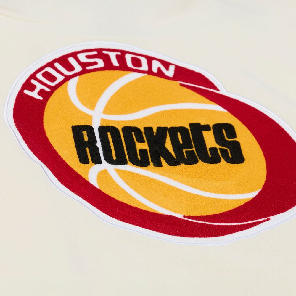 Houston Rockets Hardwood Classics Chainstitch Premium Fleece Hoodie - Cream online