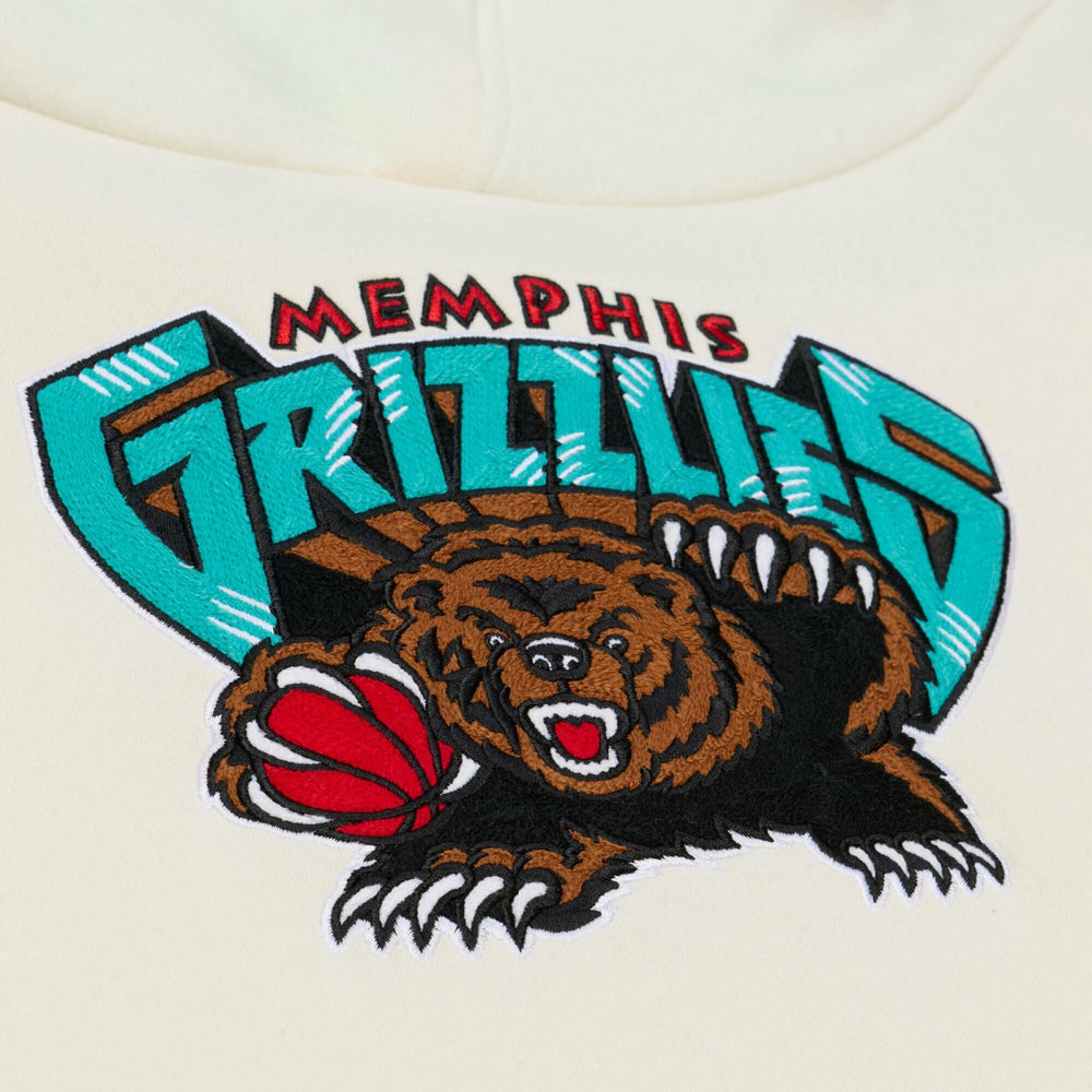Memphis Grizzlies Hardwood Classics Chainstitch Premium Fleece Hoodie - Cream cheap