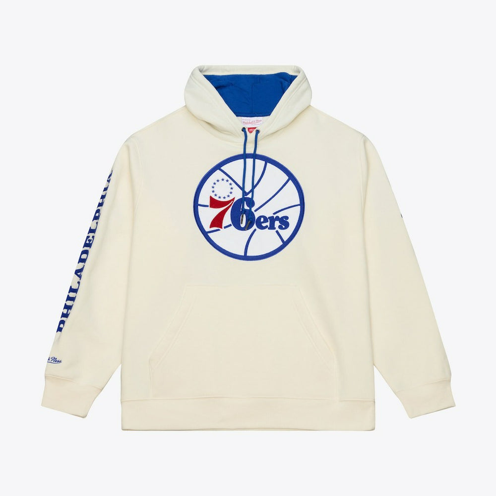 Philadelphia 76ers Hardwood Classics Chainstitch Premium Fleece Hoodie - Cream for sale