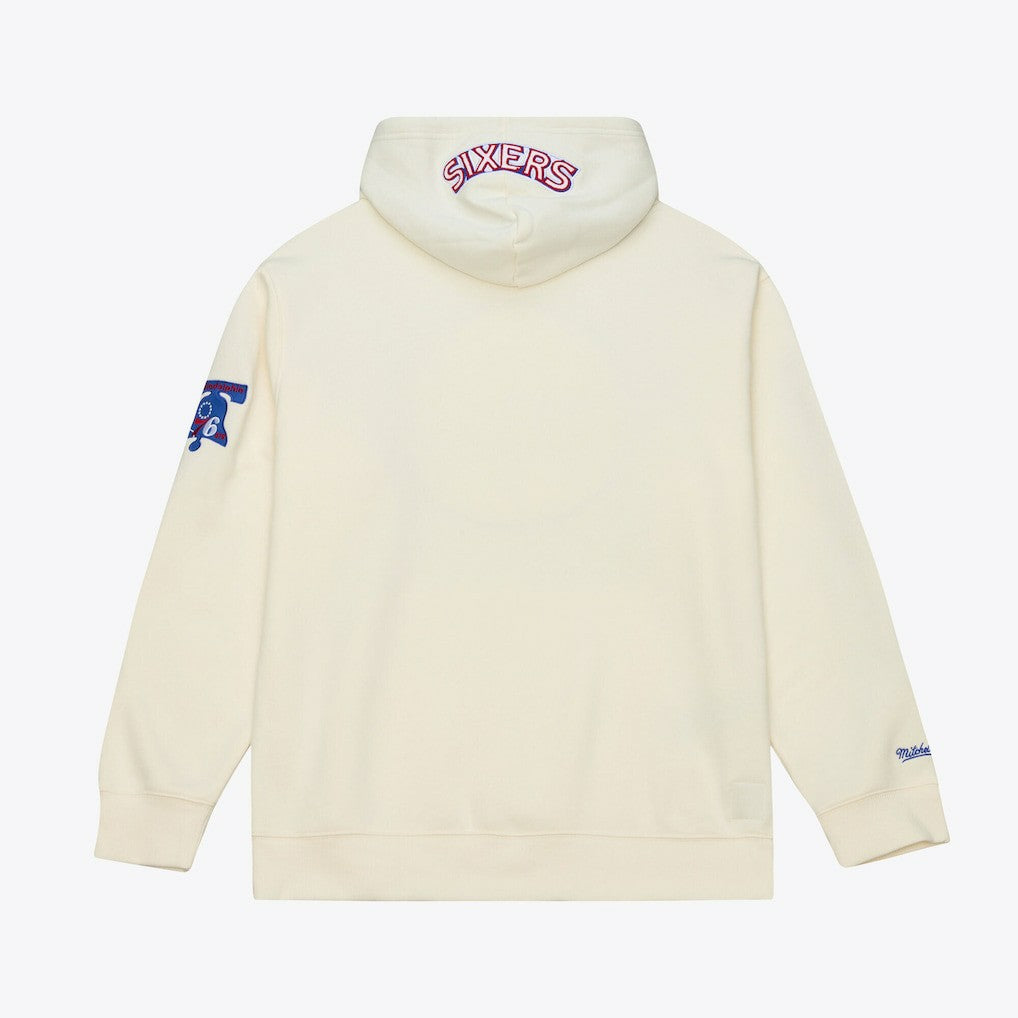 Philadelphia 76ers Hardwood Classics Chainstitch Premium Fleece Hoodie - Cream for sale