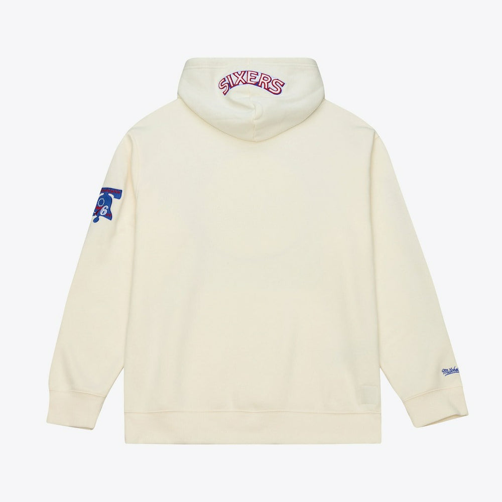Philadelphia 76ers Hardwood Classics Chainstitch Premium Fleece Hoodie - Cream for sale