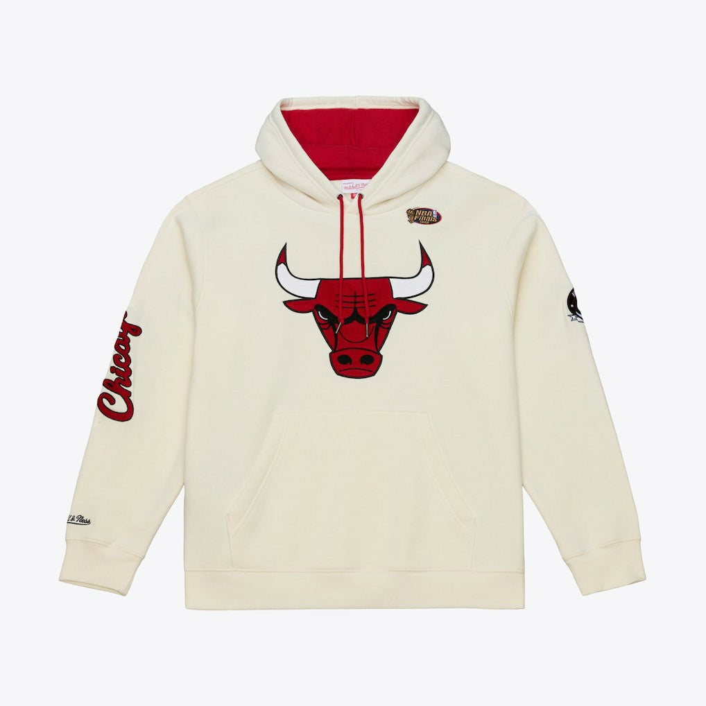 Chicago Bulls Hardwood Classics Chainstitch Premium Fleece Hoodie - Cream on sale