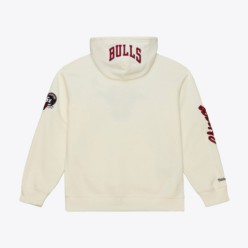 Chicago Bulls Hardwood Classics Chainstitch Premium Fleece Hoodie - Cream on sale