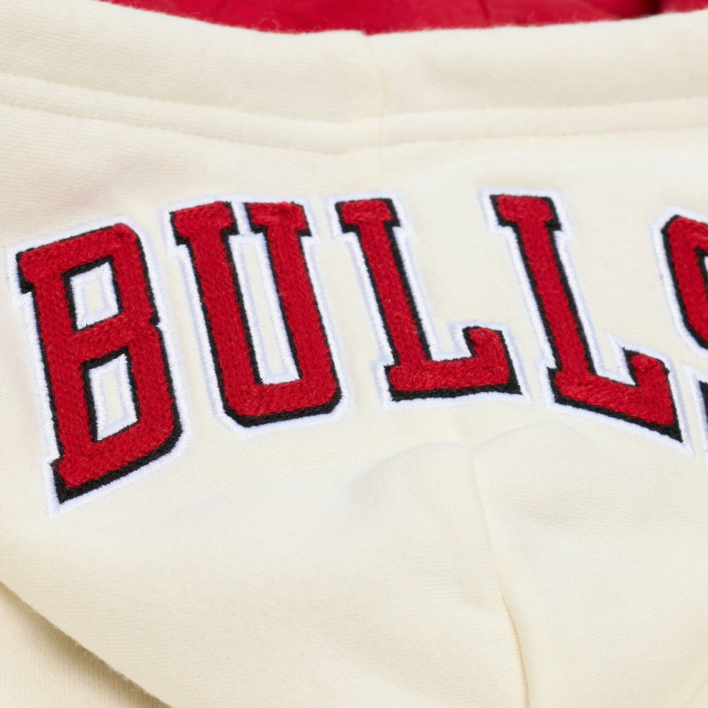 Chicago Bulls Hardwood Classics Chainstitch Premium Fleece Hoodie - Cream on sale