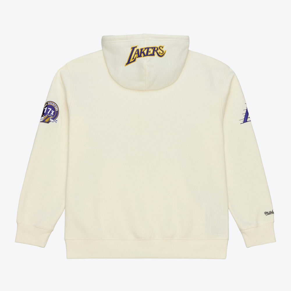 Los Angeles Lakers Hardwood Classics Chainstitch Premium Fleece Hoodie - Cream shop