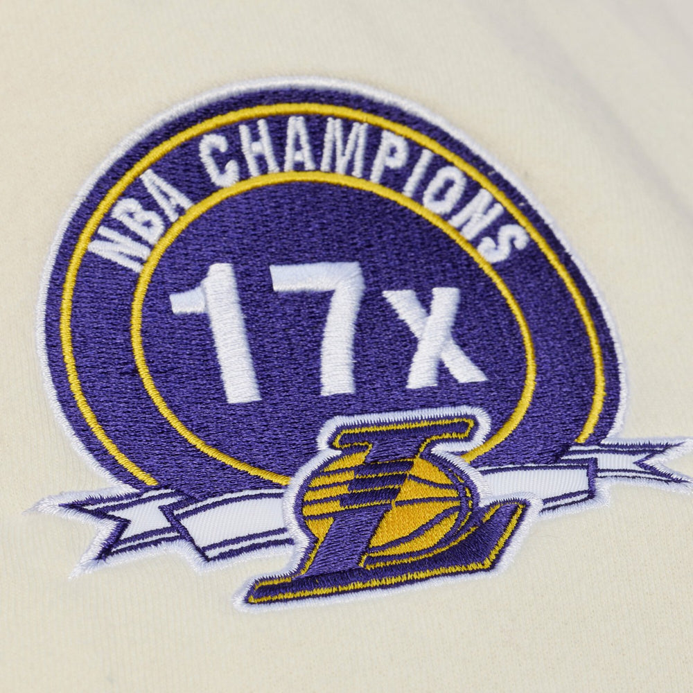 Los Angeles Lakers Hardwood Classics Chainstitch Premium Fleece Hoodie - Cream shop