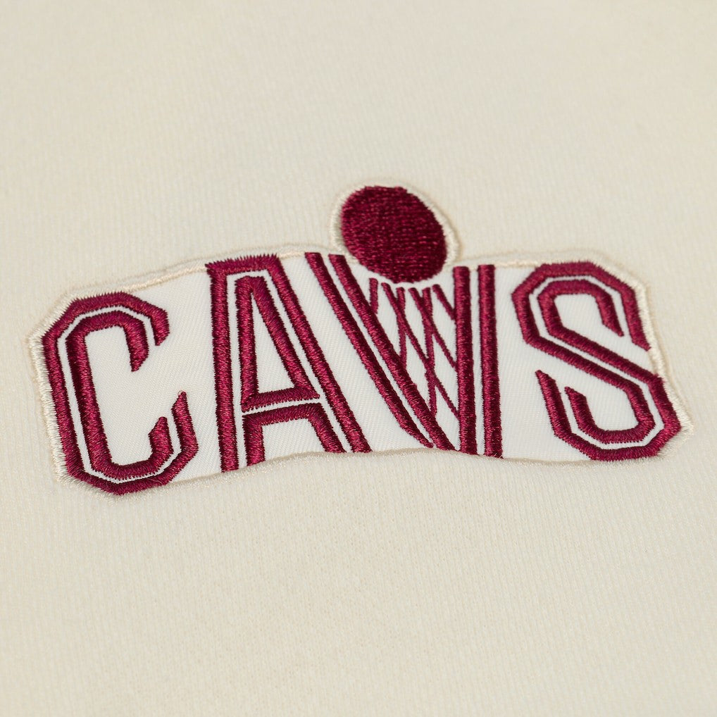 Cleveland Cavaliers Hardwood Classics Chainstitch Premium Fleece Hoodie sale - Cream for sale