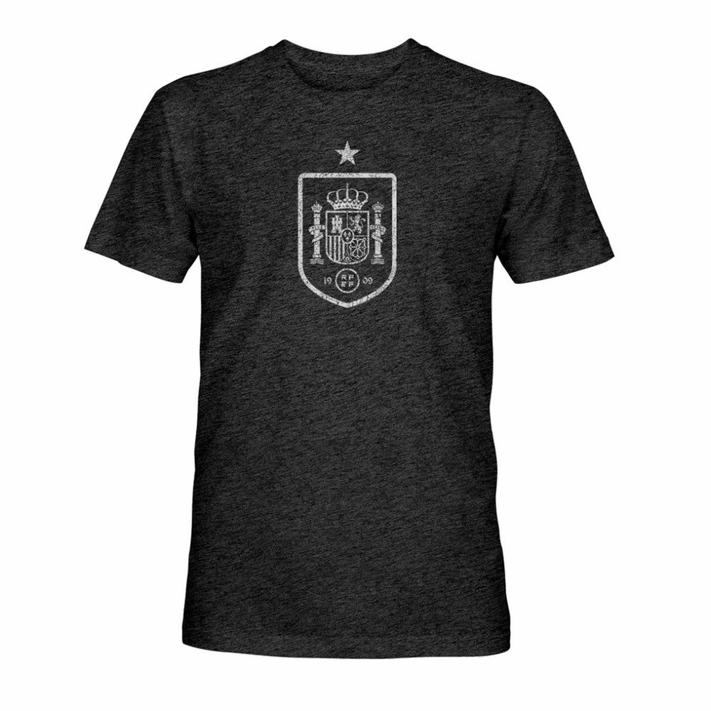 Spain National Team 1863FC Mono Badge Vintage Tri-Blend T-Shirt - Black on sale