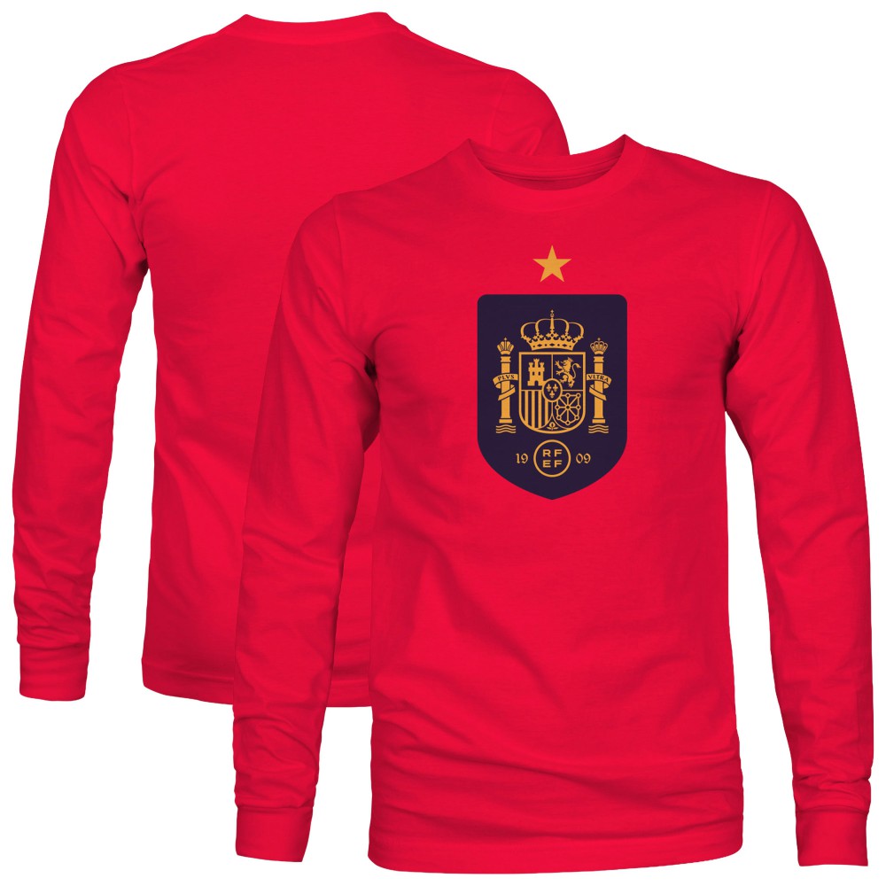 Spain National Team 1863FC Color Badge Long Sleeve T-Shirt - Red on sale