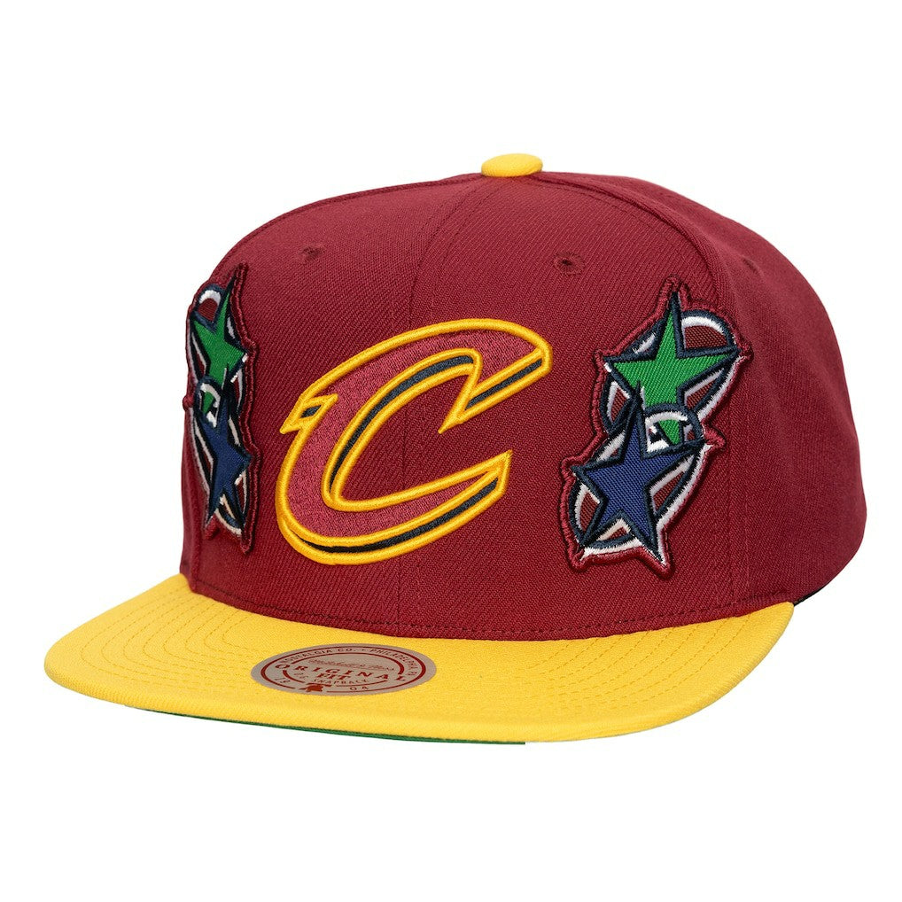 Cleveland Cavaliers x Billie Eilish Hardwood Classics Patch Snapback Hat sale - Wine/Gold cheap